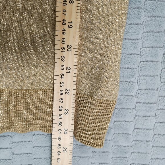 Chaps Metallic Gold Ruffle Collar Sweater-Sz M - Picture 8 of 8